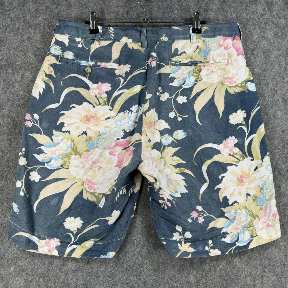 Polo Ralph Lauren Shorts Mens 34 Blue Floral Linen Chino 9 In Inseam Hawaiian - Picture 7 of 12